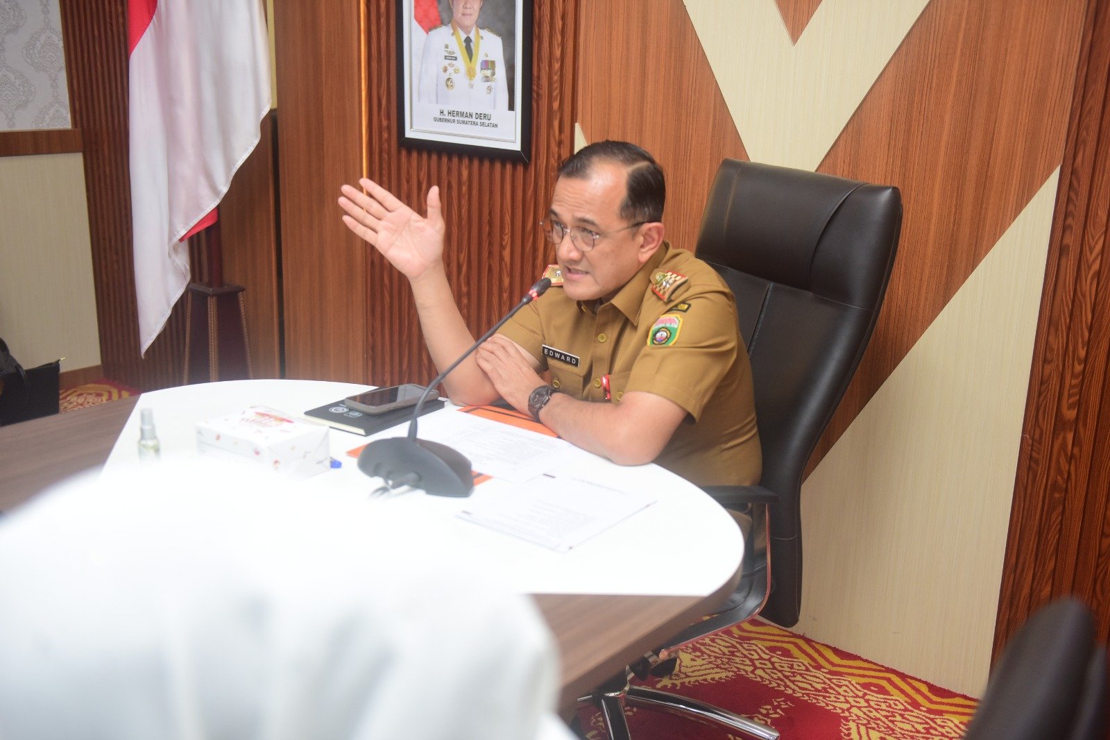 Sekda Sumsel Edward Candra Pimpin Rapat Persiapan Kunker Menko Polkam di Sumsel